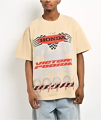 JT Racing x Honda Double Skull Natural T-Shirt