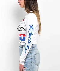 JT Racing x Honda Finish Line White Long Sleeve Crop T-Shirt
