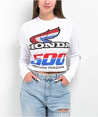 JT Racing x Honda Finish Line White Long Sleeve Crop T-Shirt