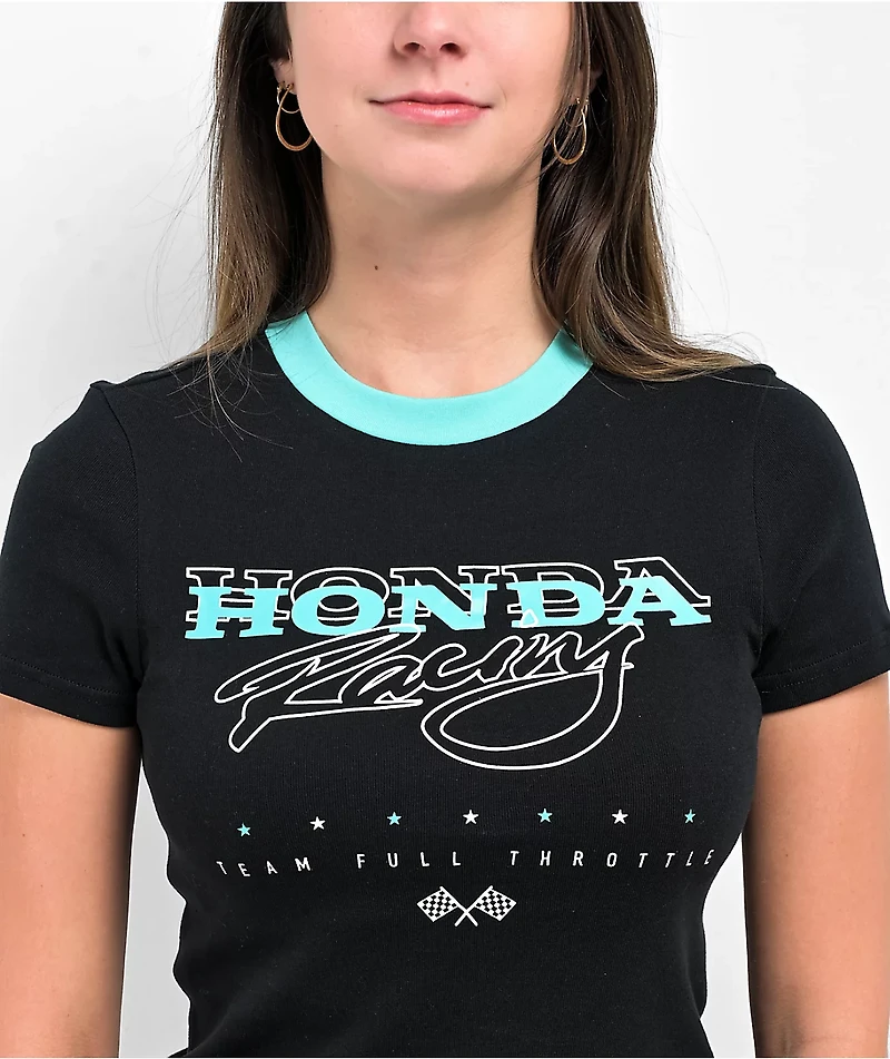 JT Racing x Honda Ringer Black Crop T-Shirt