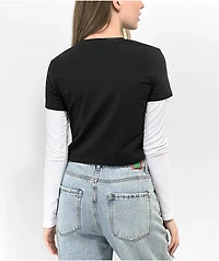 JV By Jac Vanek Devil Love Black & White Layered Long Sleeve T-Shirt