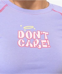 JV By Jac Vanek Dont Care Purple Crop T-Shirt