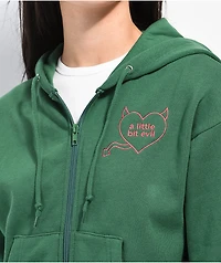 JV By Jac Vanek Lil Bit Evil Green Crop Zip Hoodie