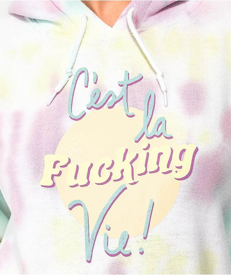 JV by Jac Vanek Cest La Vie Pastel Tie Dye Hoodie