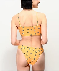 JV by Jac Vanek Delicate Flower Yellow Cheeky Bikini Bottom
