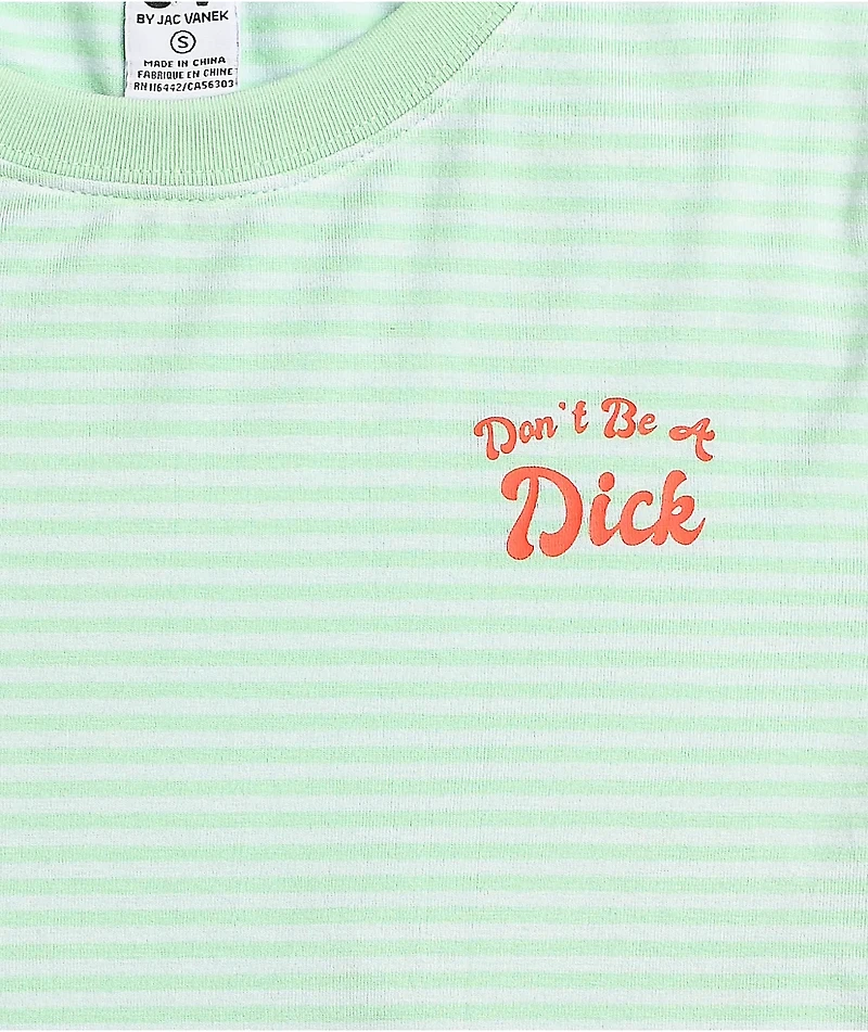 JV by Jac Vanek Don't Be A Dick Green & Blue Stripe Long Sleeve T-Shirt