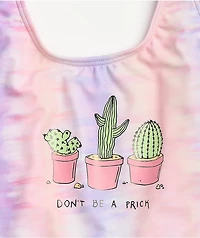 JV by Jac Vanek Don't Be A Prick Pink & Purple Tie Dye One Piece Swimsuit
