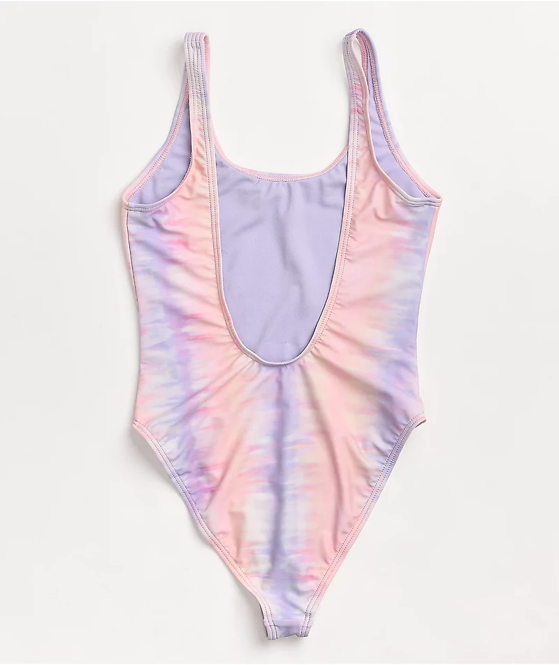 JV by Jac Vanek Don't Be A Prick Pink & Purple Tie Dye One Piece Swimsuit