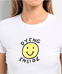 JV by Jac Vanek Dying Inside White Crop T-Shirt