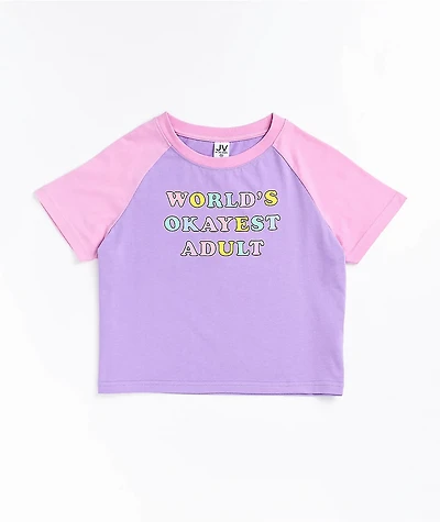JV by Jac Vanek Okayest Adult Pink & Purple Raglan Crop T-Shirt