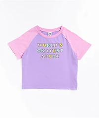 JV by Jac Vanek Okayest Adult Pink & Purple Raglan Crop T-Shirt
