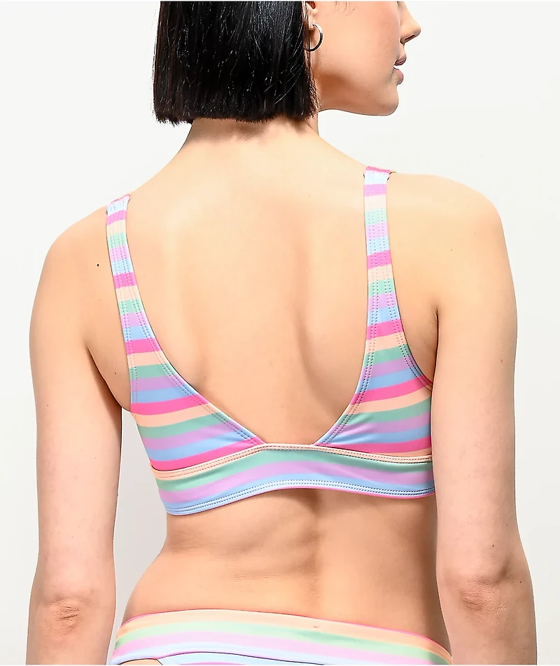 JV by Jac Vanek Rainbow Stripe Bralette Bikini Top