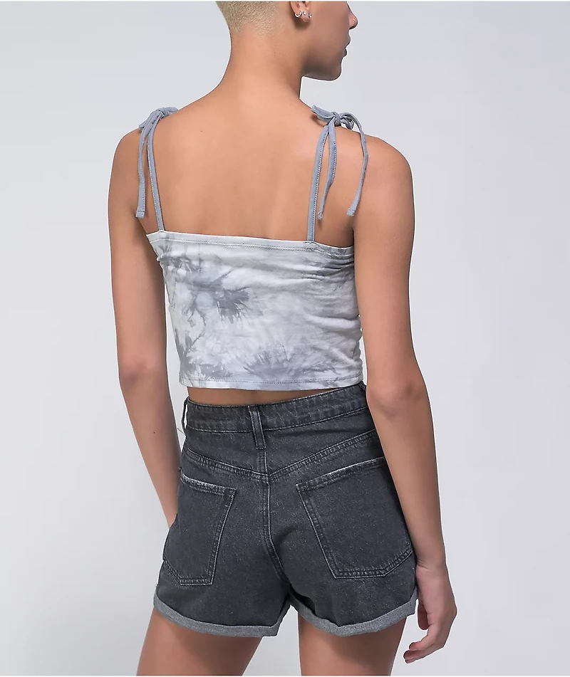 JV by Jac Vanek Stay Away Grey Tie Dye Tank Top