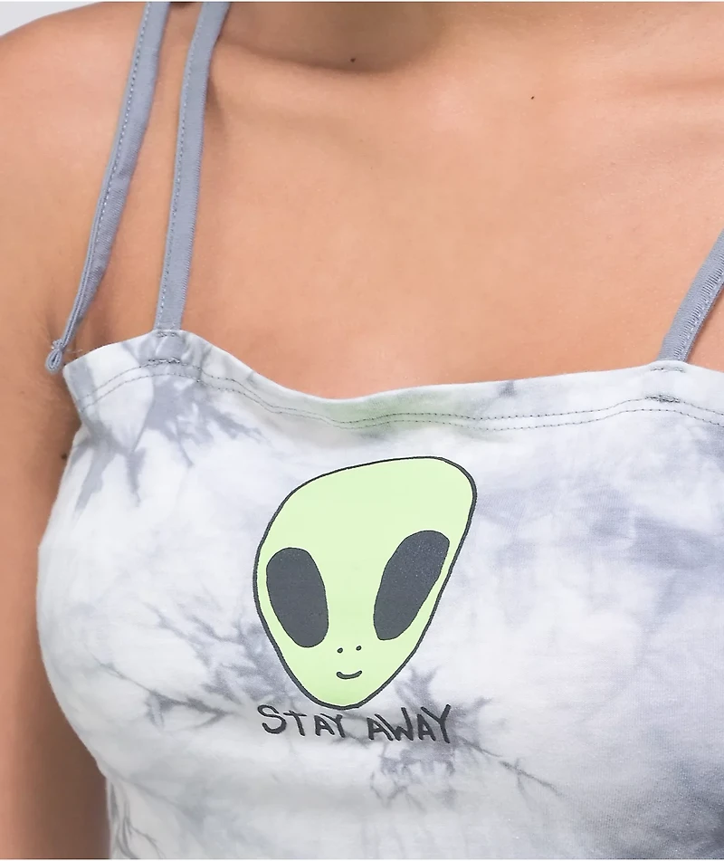 JV by Jac Vanek Stay Away Grey Tie Dye Tank Top