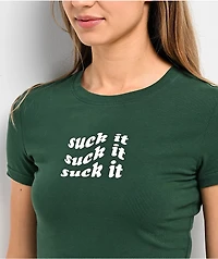 JV by Jac Vanek Suck It Green Crop T-Shirt