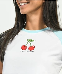 JV by Jac Vanek Sweet Or Sour White Raglan Crop T-Shirt
