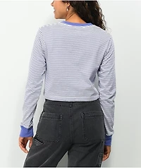 JV by Jac Vanek Too Stressed White & Purple Stripe Crop Long Sleeve T-Shirt