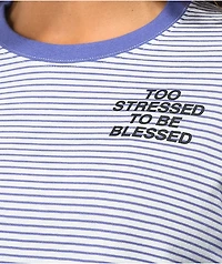 JV by Jac Vanek Too Stressed White & Purple Stripe Crop Long Sleeve T-Shirt