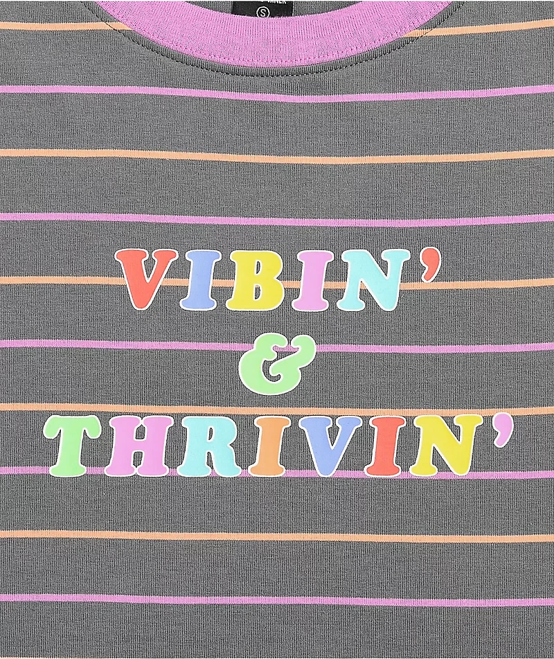 JV by Jac Vanek Vibin' & Thrivin' Multicolor Stripe T-Shirt