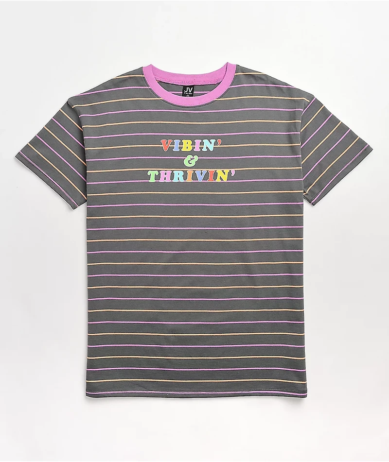 JV by Jac Vanek Vibin' & Thrivin' Multicolor Stripe T-Shirt