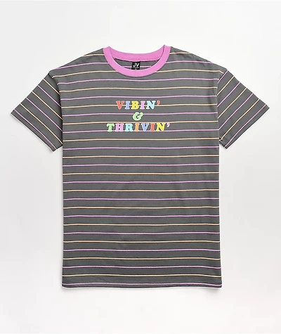 JV by Jac Vanek Vibin' & Thrivin' Multicolor Stripe T-Shirt