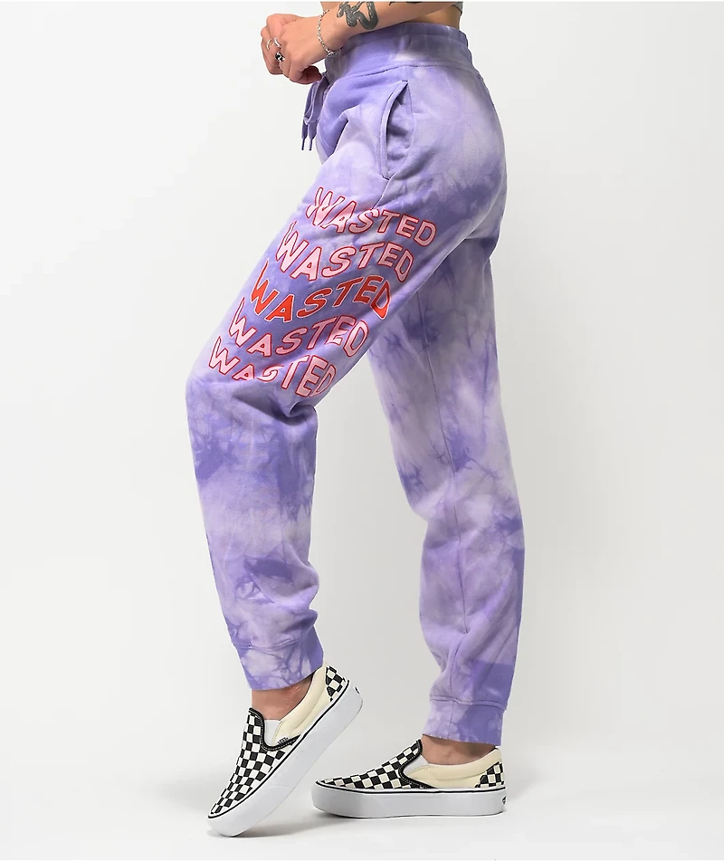 JV by Jac Vanek Wasted Purple Tie Dye Sweatpants