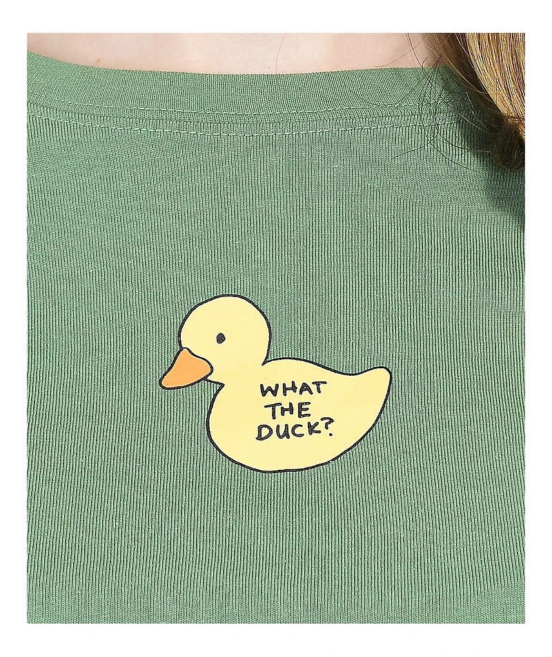 JV by Jac Vanek What The Duck Green Crop T-Shirt