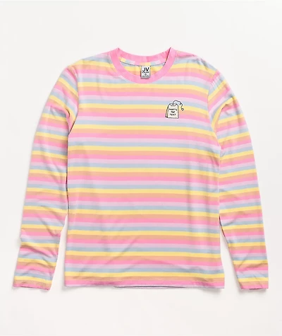 JV by Jac Vanek What's The Tea Striped Pink Long Sleeve T-Shirt