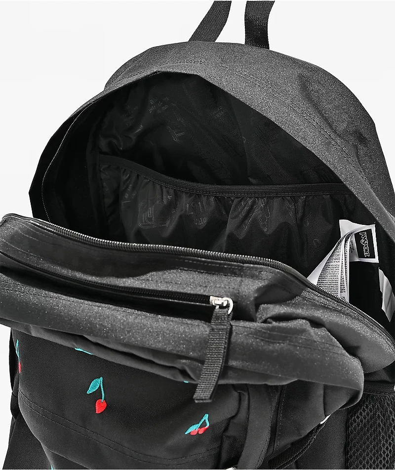 Jansport Big Plans Embroidered Cherry Black Backpack