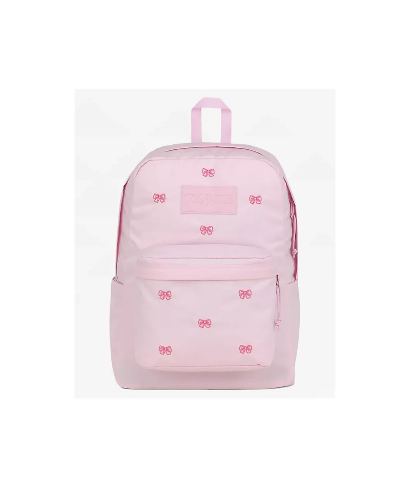 Jansport Superbreak Plus Embroidered Bows Pink Backpack