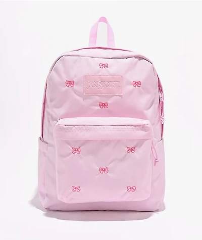 Jansport Superbreak Plus Embroidered Bows Pink Backpack
