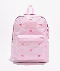 Jansport Superbreak Plus Embroidered Bows Pink Backpack