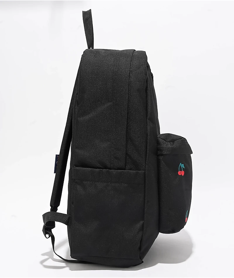 Jansport Superbreak Plus Embroidered Cherry Black Backpack