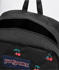 Jansport Superbreak Plus Embroidered Cherry Black Backpack
