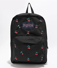 Jansport Superbreak Plus Embroidered Cherry Black Backpack