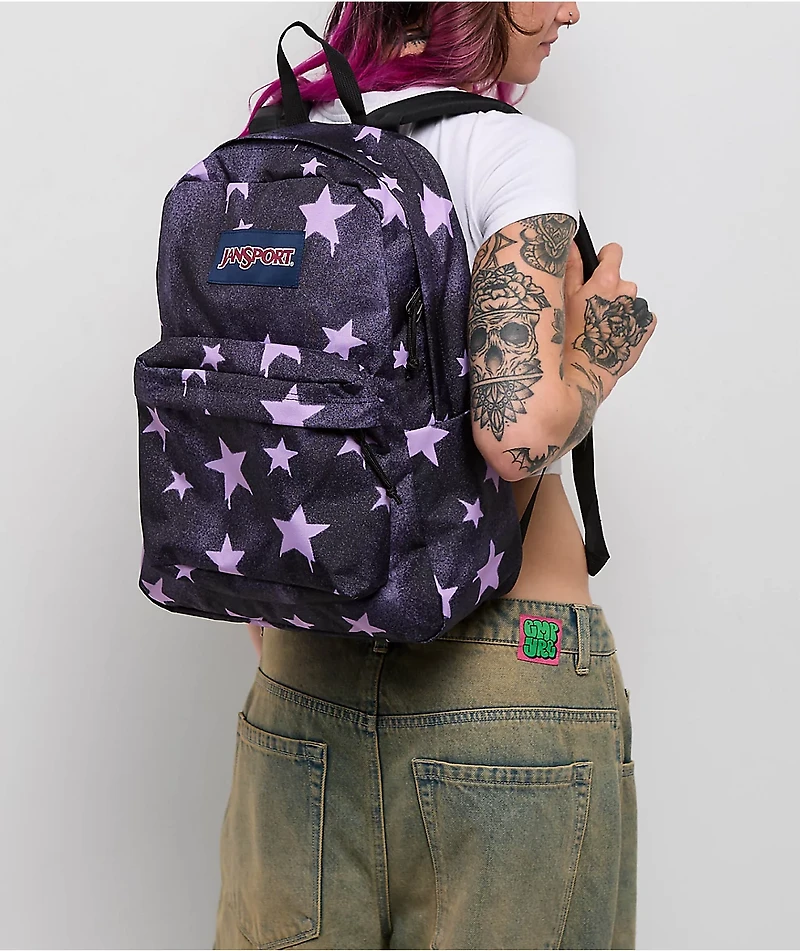 Jansport Superbreak Plus Sprayed Stars Pastel Lilac Backpack