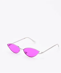 Jenna Dark Pink & Silver Sunglasses