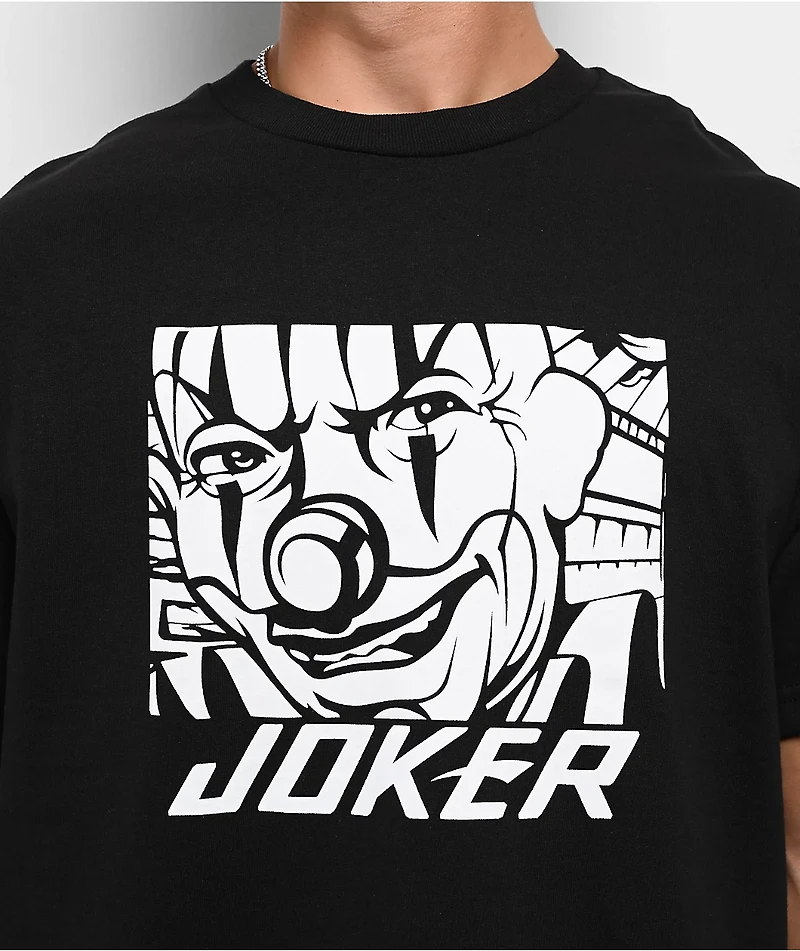 Joker Clown Face Tag Black T-Shirt