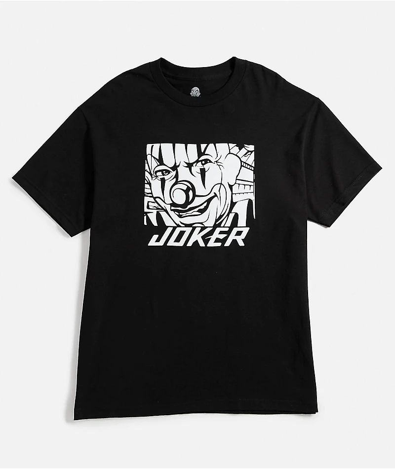 Joker Clown Face Tag Black T-Shirt
