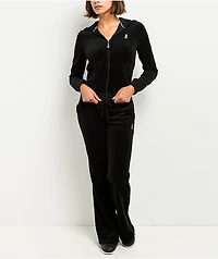 Juicy  Couture Scottie Dog Black Cotton Velour Zip Hoodie