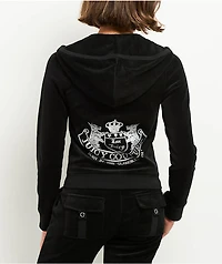 Juicy  Couture Scottie Dog Black Cotton Velour Zip Hoodie