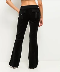 Juicy Couture Back Pocket Black Cotton Velour Track Pants