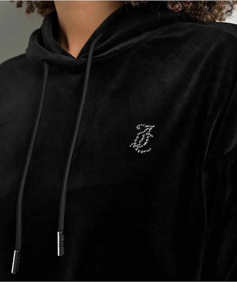 Juicy Couture Big Bling High Low Licorice Crop Hoodie