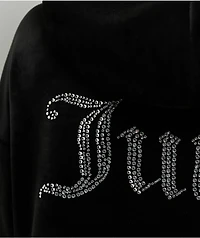 Juicy Couture Big Bling High Low Licorice Crop Hoodie