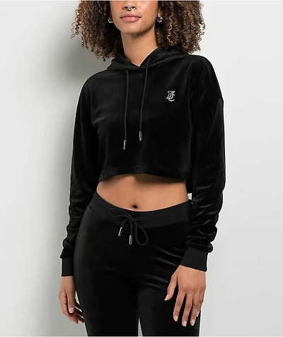 Juicy Couture Big Bling High Low Licorice Crop Hoodie