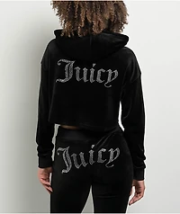 Juicy Couture Big Bling High Low Licorice Crop Hoodie