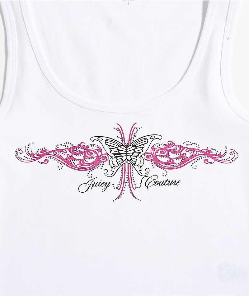 Juicy Couture Butterfly White Crop Tank Top