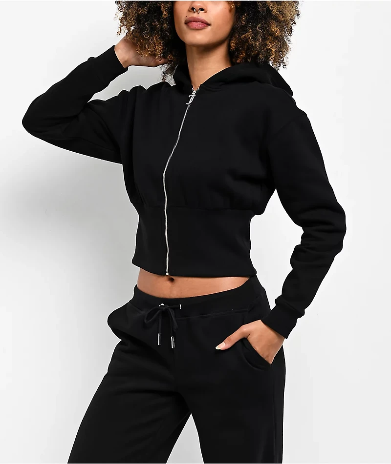 Juicy Couture Corset Licorice Crop Zip Hoodie