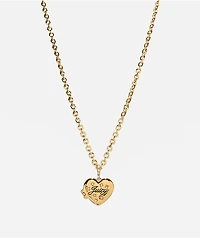 Juicy Couture Crystal Heart Goldtone Locket Necklace