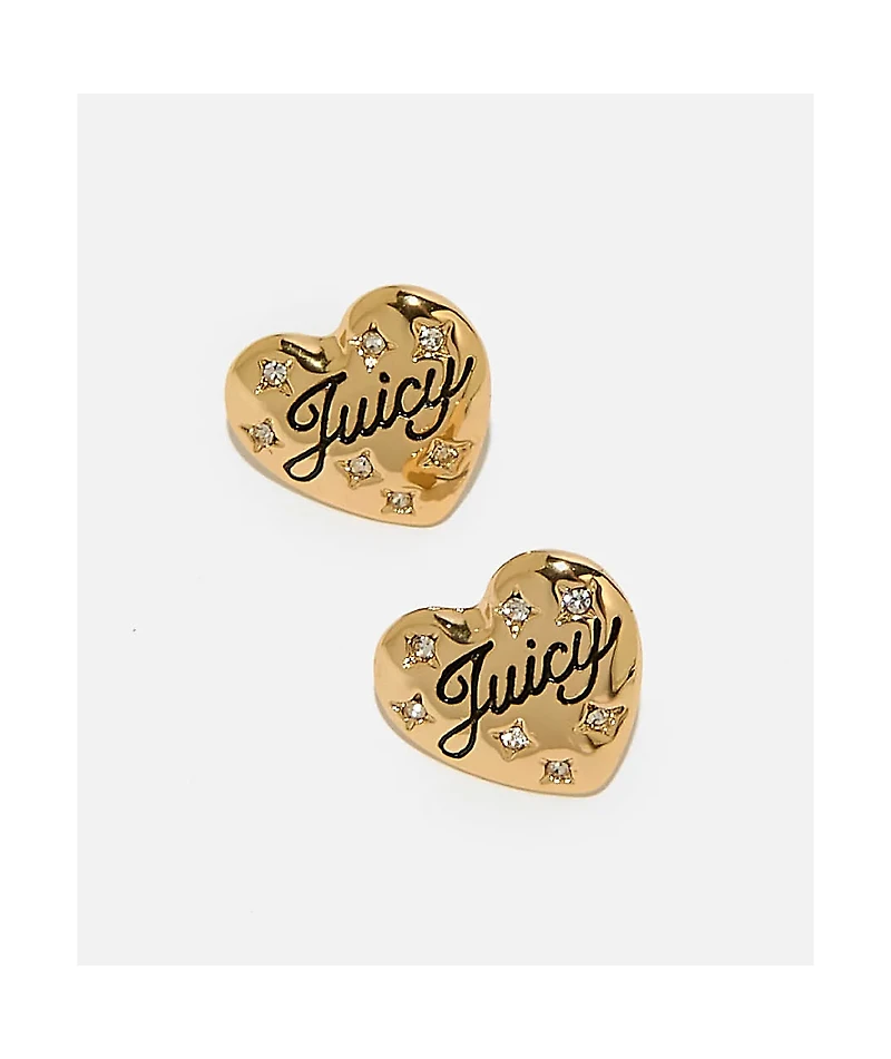 Juicy Couture Crystal Heart Goldtone Stud Earrings